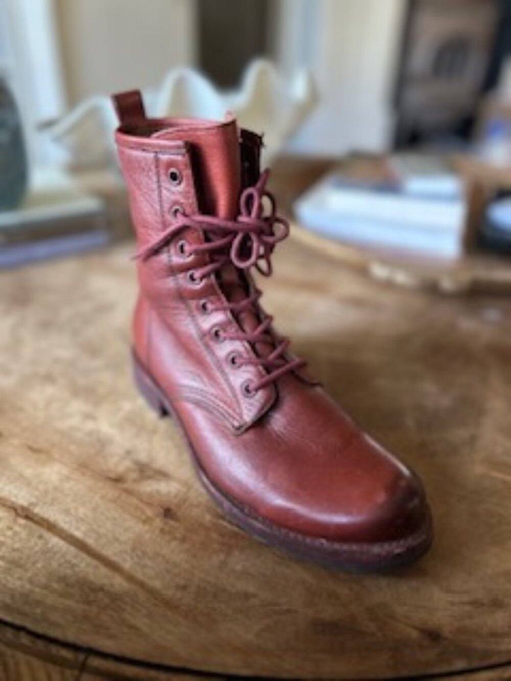 Frye Veronica Combat Boots in Cognac Leather